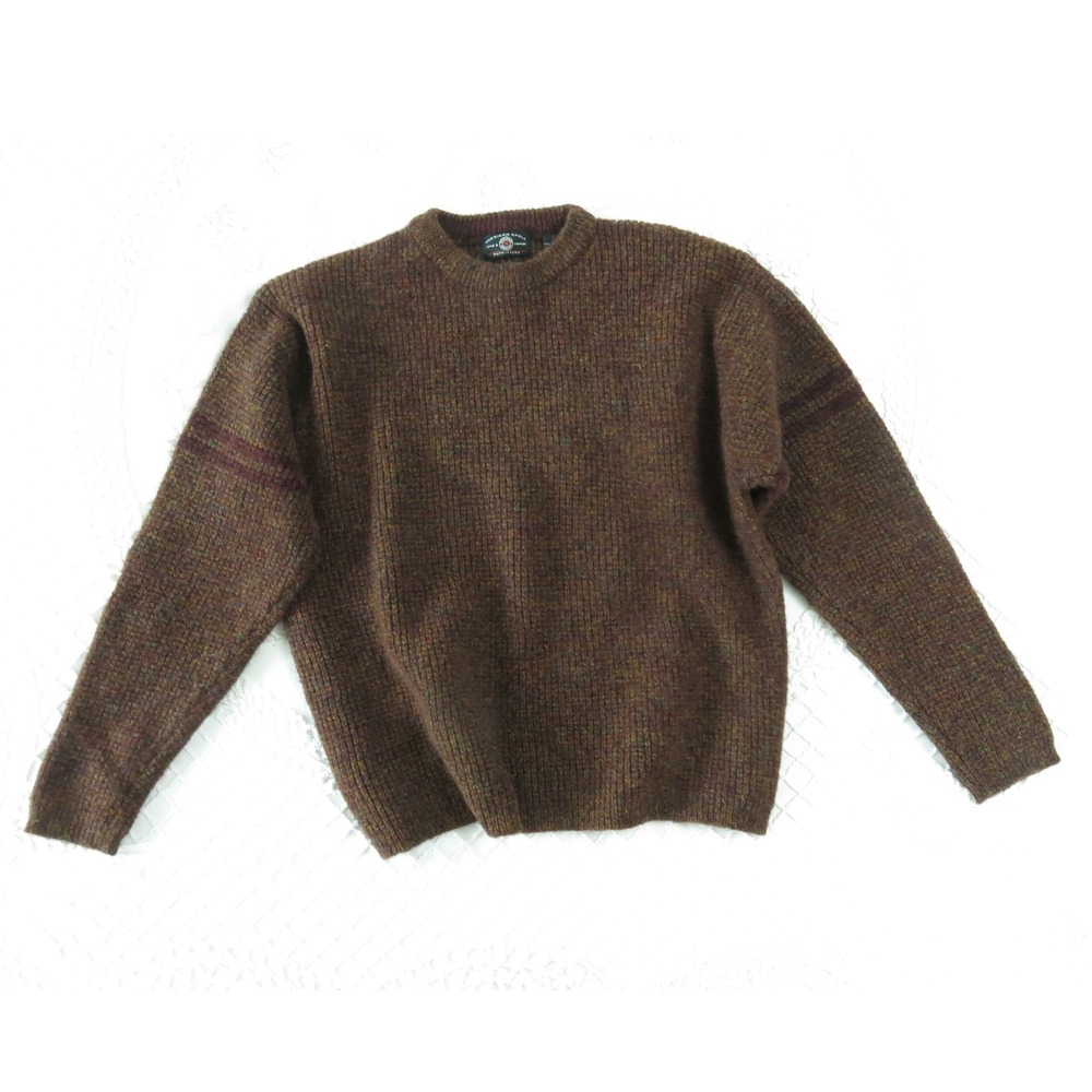 Vintage American Eagle 100% Wool Sweater Mens XL Brown Marled Knit Crewneck